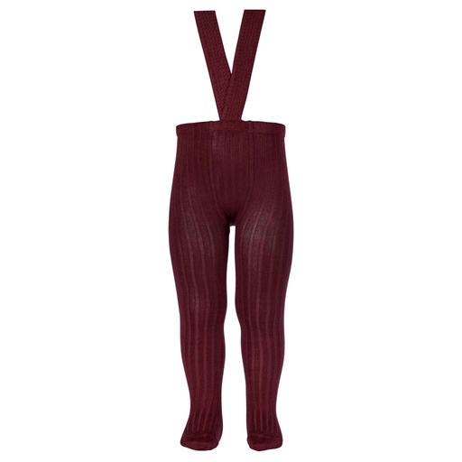 Ribbed Cotton Tights W/ Suspenders
