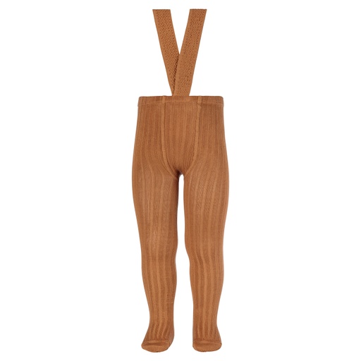 Ribbed Cotton Tights W/ Suspenders
