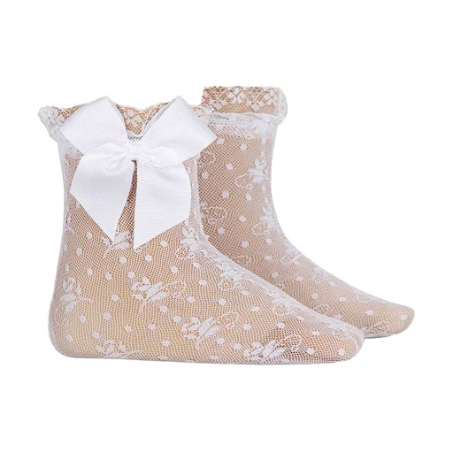 Floral Designed Lace Sock W/ Bow