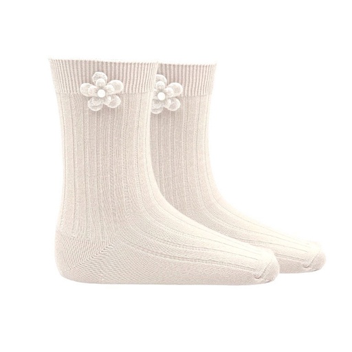 Ribbed Sock W/ Flower