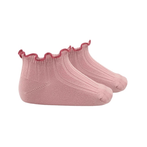 Ribbed Sock W/ Contrast Color Ruffle