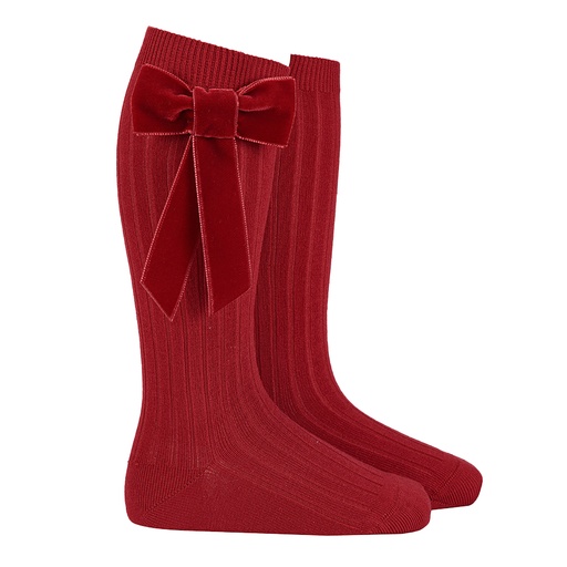 Velvet Bow Knee Sock