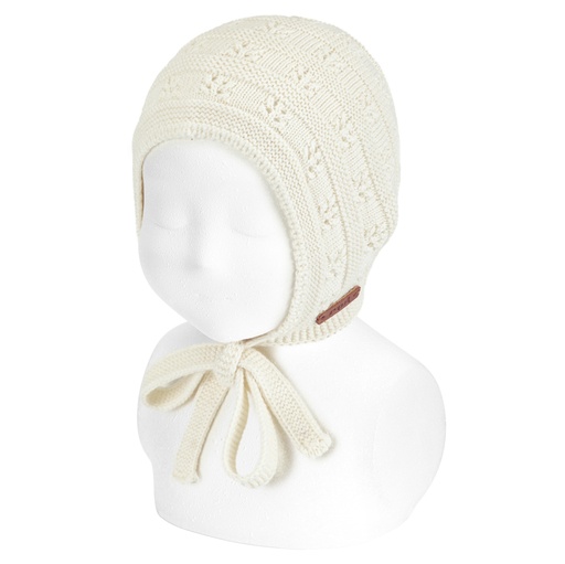 Merino Wool Blend Openwork Bonnet
